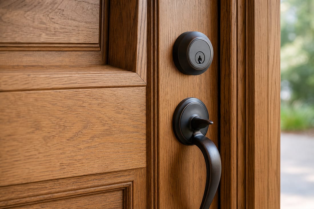 Exemple : porte d'entrée en bois noble