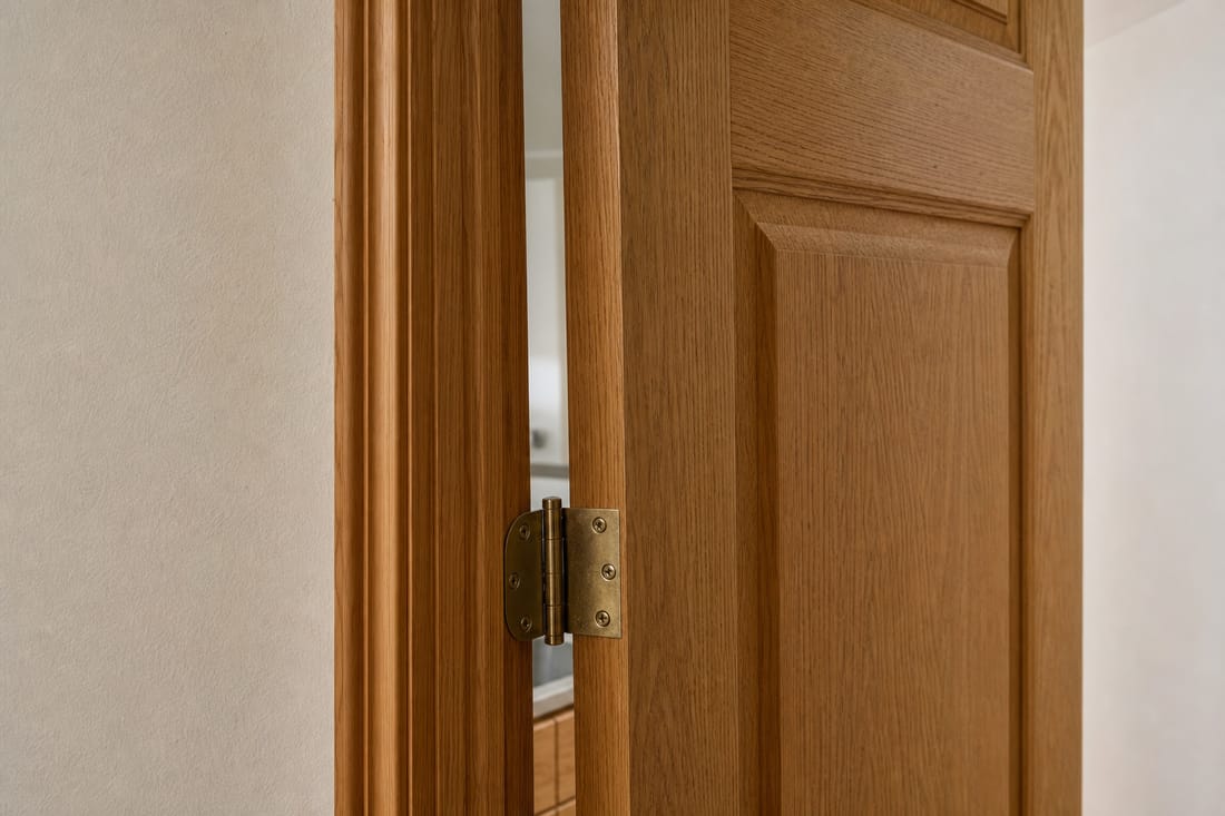 Exemple : porte intérieure en bois avec charnières