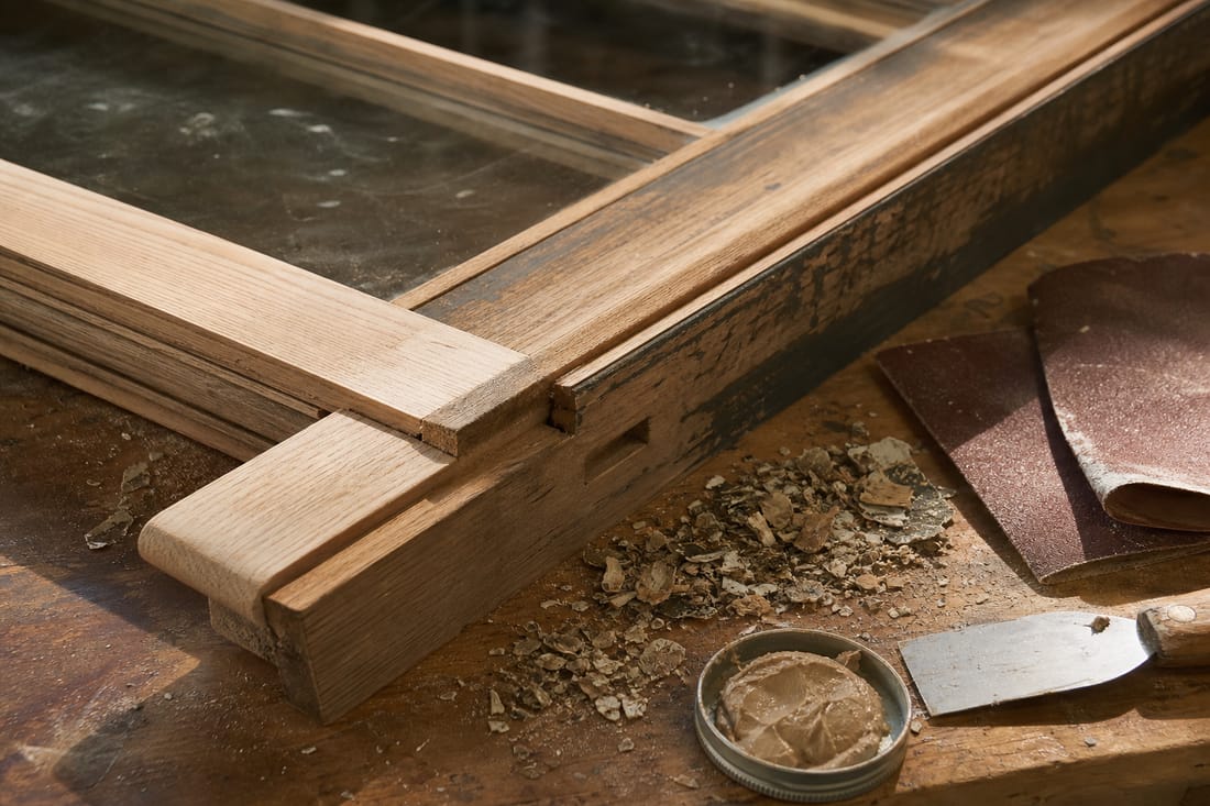 Exemple : rénovation d'une menuiserie bois à l'atelier